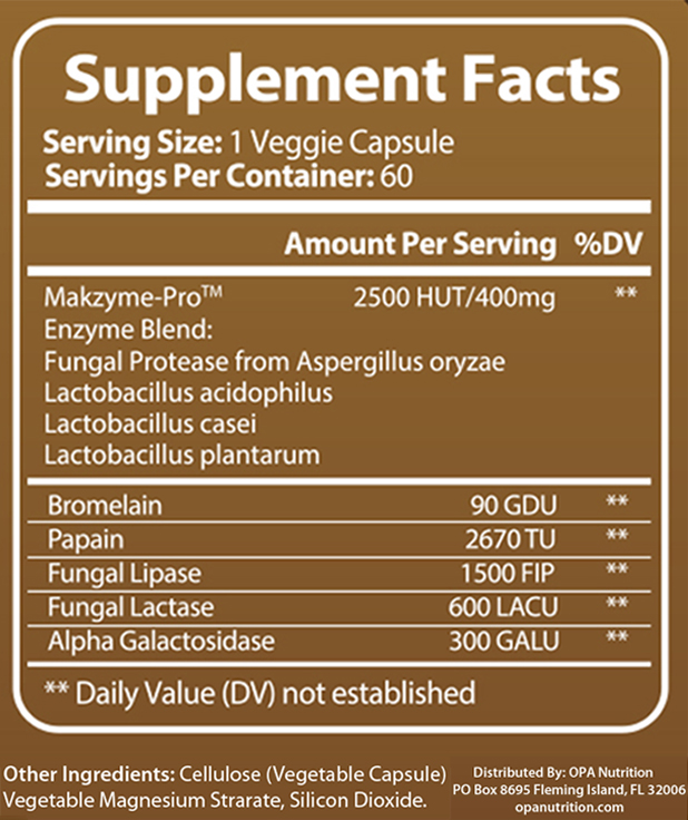 Probiotics and Digestive Enzymes Supplements - 60 CT Supplement Facts